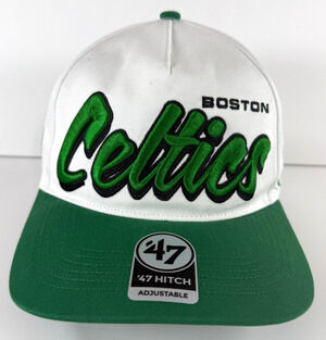Boston Celtics ’47 Hitch Snapback Hat White Green Script Logo New with Sticker